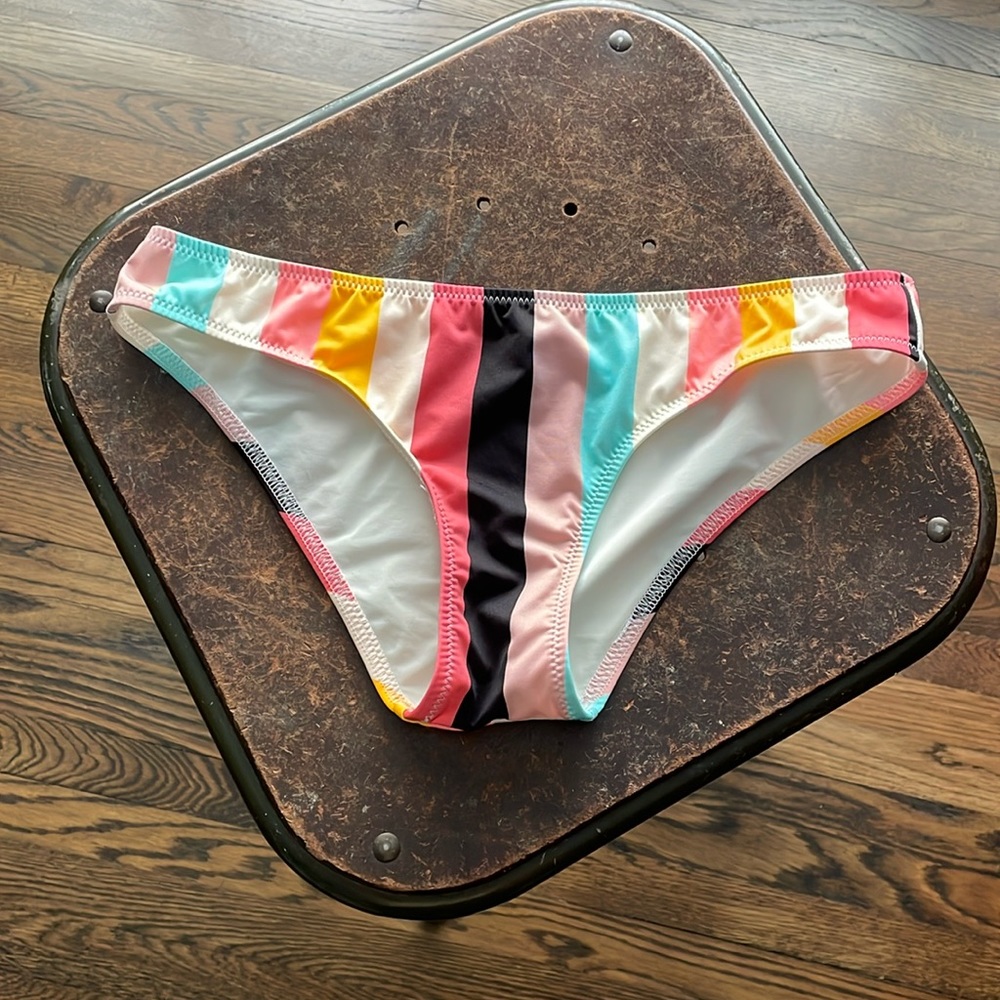 Solid & striped bikini bottom